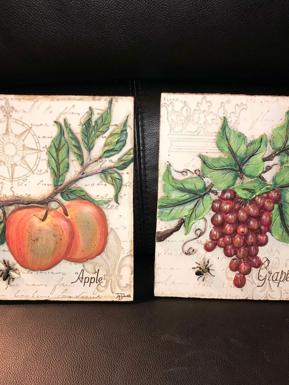 Fruit Wall Art Pair - Apple & Grape Prints